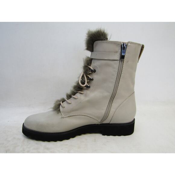 Franco Sarto Womens Size 11 M Beige Leather Lace Up Ankle Fashion Boots Booties - Picture 2 of 11